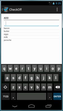 screenshot: adding items