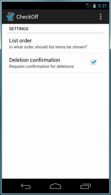 screenshot: settings page